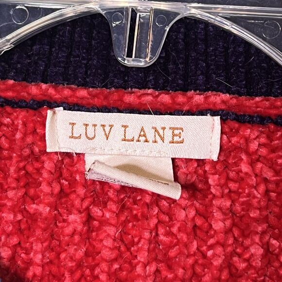 LUV LANE Sweater Womens Medium Multicolor Striped Cropped Chunky Knit Crewneck - Picture 4 of 12
